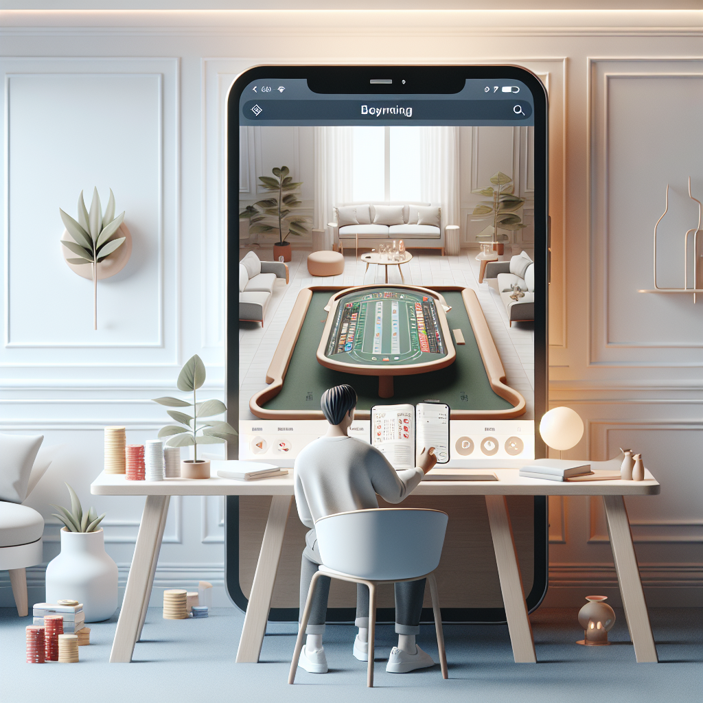 Moderni suomalainen nettikasino, pelaaja mobiililaitteella rauhallisessa vastuullisessa ympäristössä, skandinaavinen tyyli